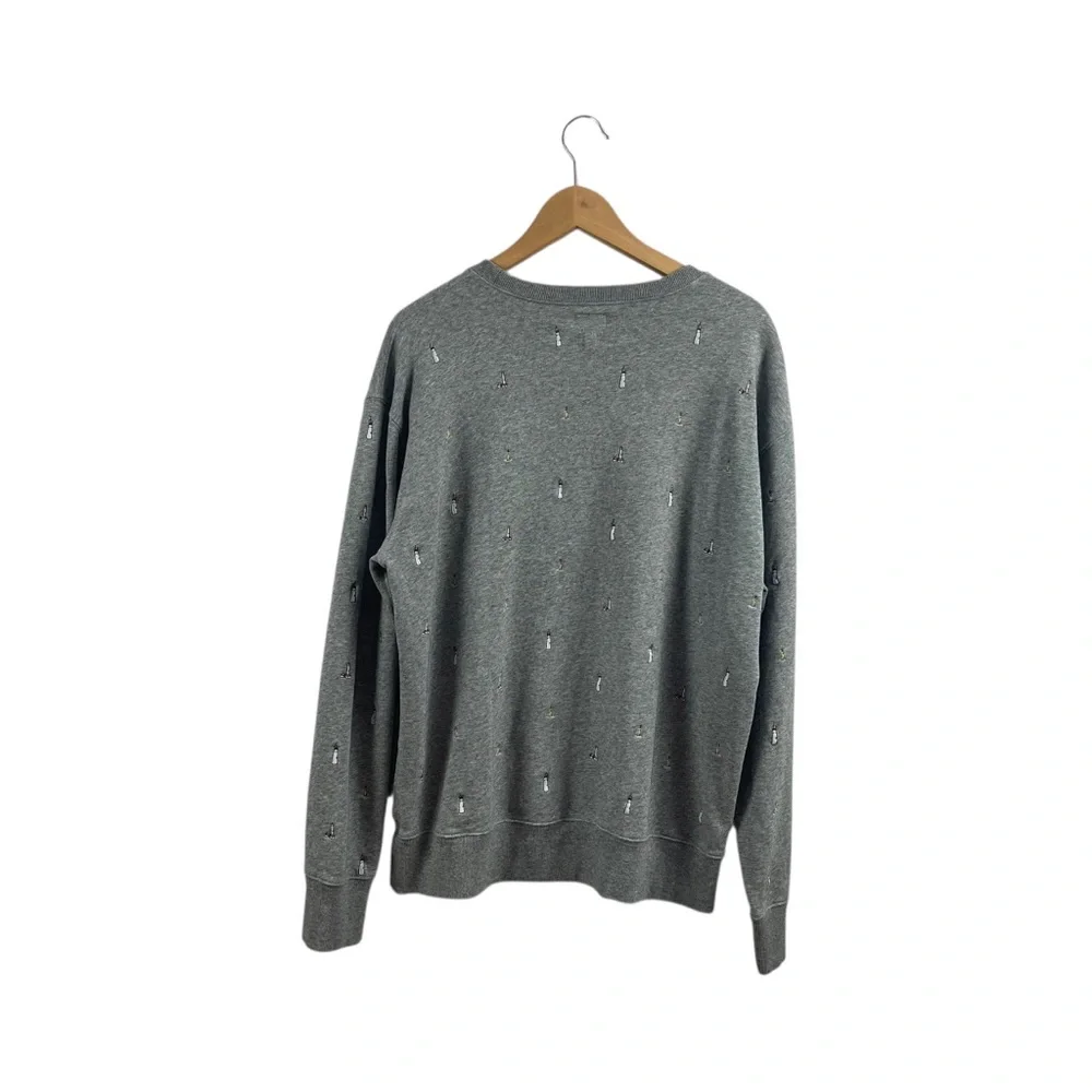 J. Crew Vintage Fleece Crewneck Sweatshirt Lighthouse Embroidered Sz L - Picture 4 of 10